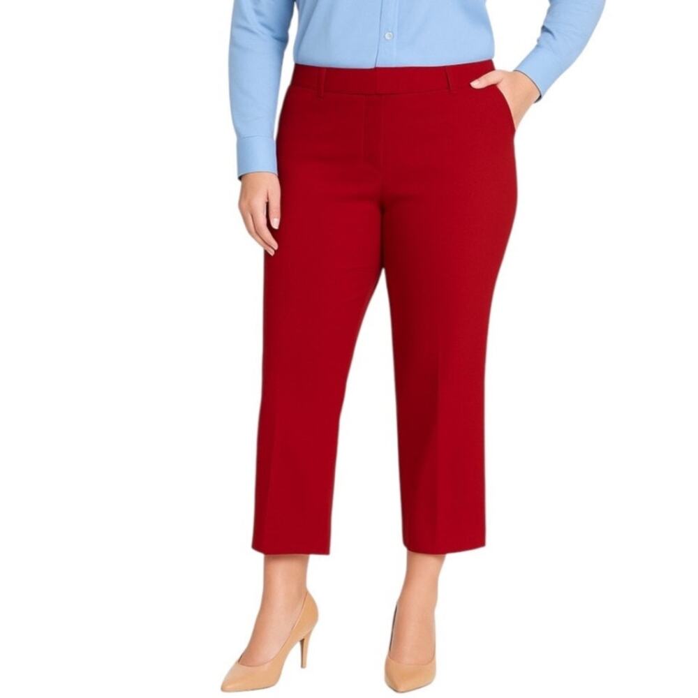 Worthington Women’s Pants Modern Fit Mid Rise Crop Cherry Red Size 18 Work